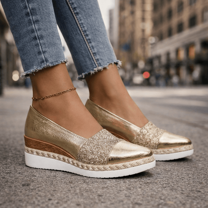 Sneaker con Zeppa e Glitter Rosalind