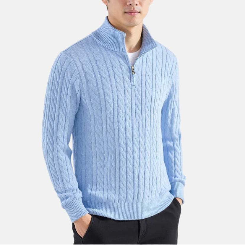 Nicola Set 5 Maglioni a Trecce con Mezza Zip dettaglio