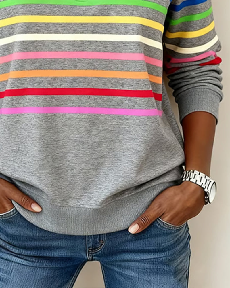 Maglione a Righe con Colletto e Zip