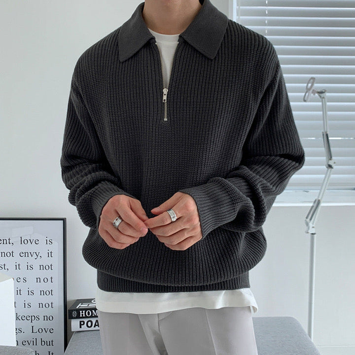 Maglione con Zip e Collo Alto