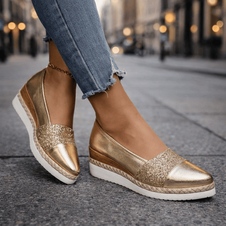 Sneaker con Zeppa e Glitter Rosalind