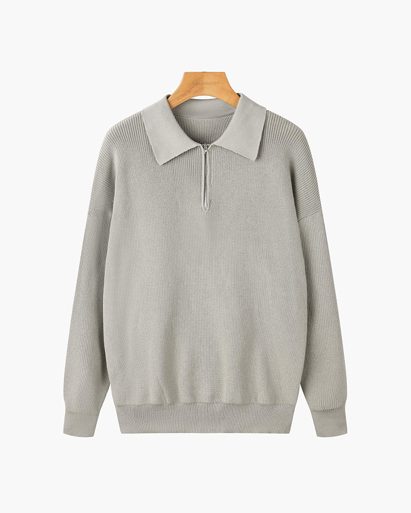 Maglione con Zip e Collo Alto