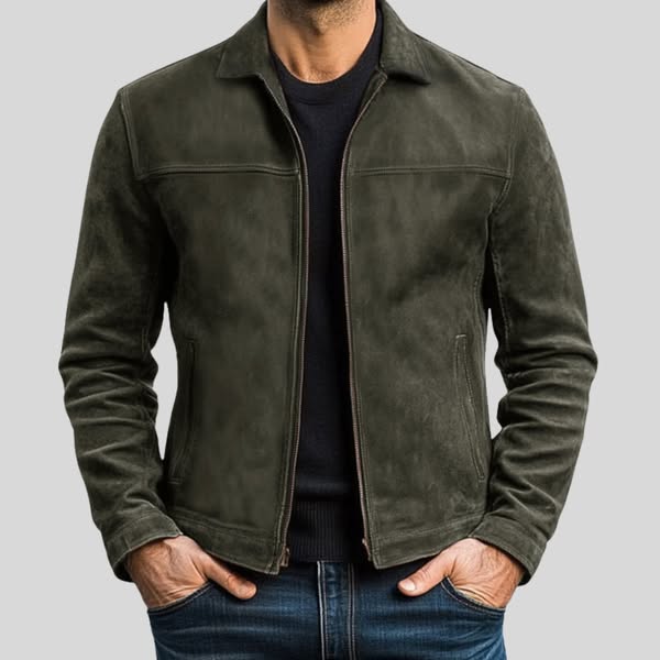Diego Giacca Scamosciata con Zip Verde