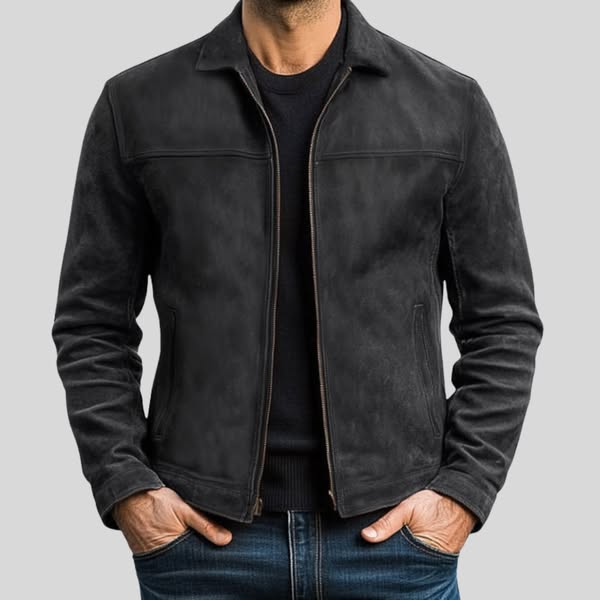 Diego Giacca Scamosciata con Zip Nero