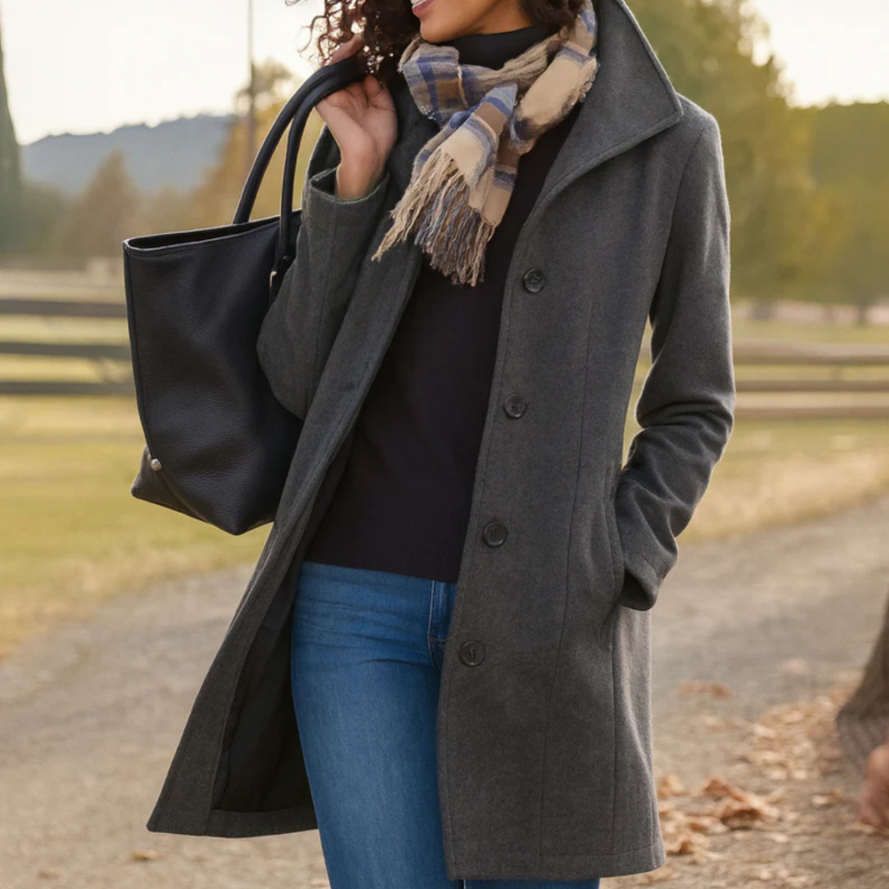 Bianca Cappotto Classico Mezza Stagione Grigio