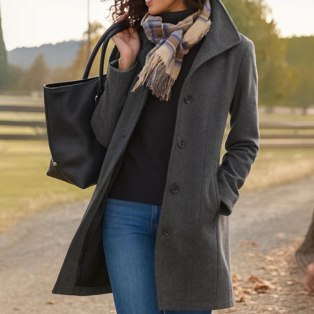Bianca Cappotto Classico Mezza Stagione Grigio