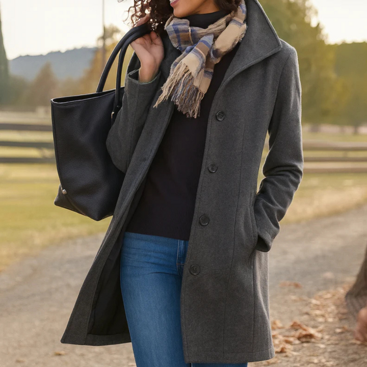 Bianca Cappotto Classico Mezza Stagione Grigio