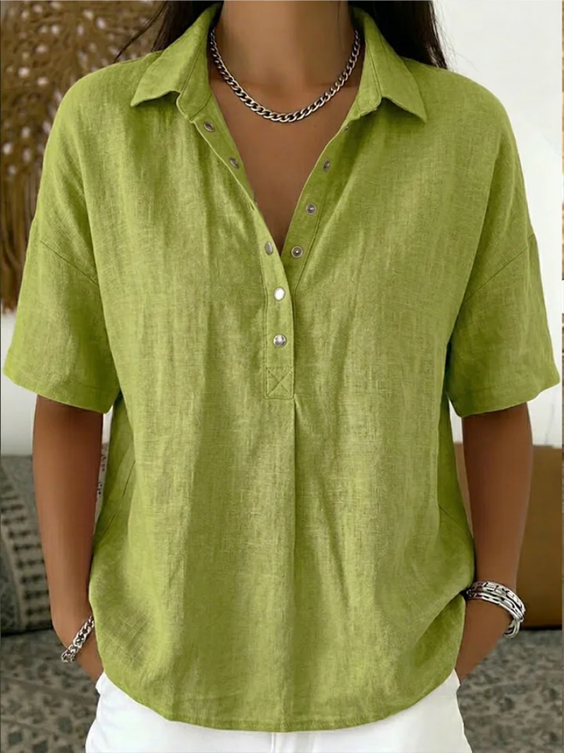 Valentina Blusa in Lino Elegante Verde