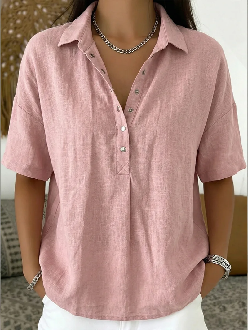 Valentina Blusa in Lino Elegante Rosa