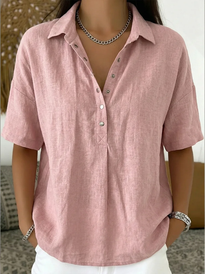 Valentina Blusa in Lino Elegante Rosa