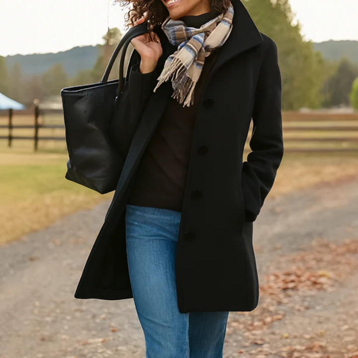 Bianca Cappotto Classico Mezza Stagione Nero