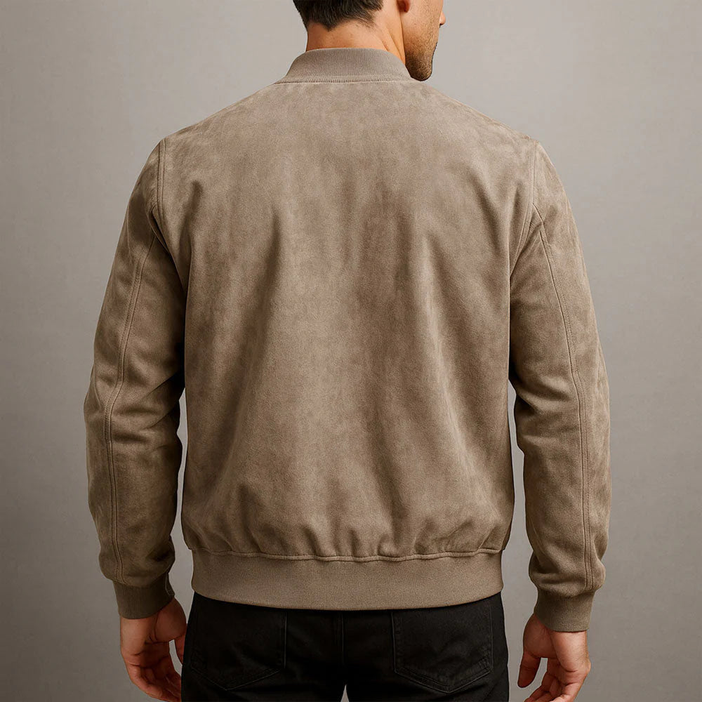 Matteo Bomber in Vera Pelle Scamosciata dettaglio