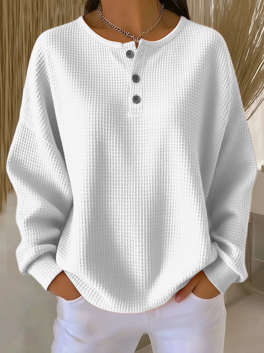 Felpa Henley in Waffle