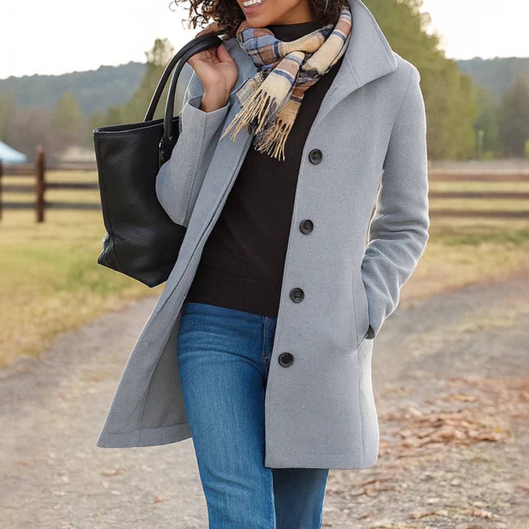 Bianca Cappotto Classico Mezza Stagione Grigio Chiaro