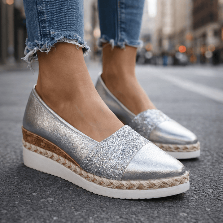 Sneaker con Zeppa e Glitter Rosalind