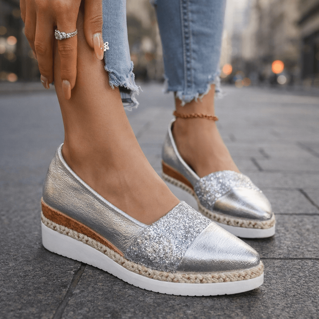 Sneaker con Zeppa e Glitter Rosalind