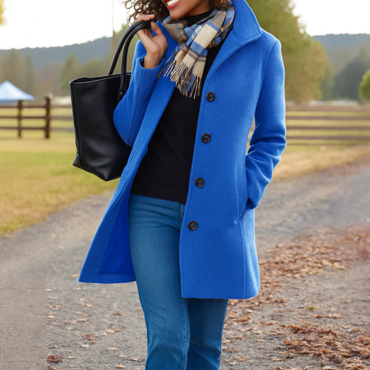 Bianca Cappotto Classico Mezza Stagione Blu
