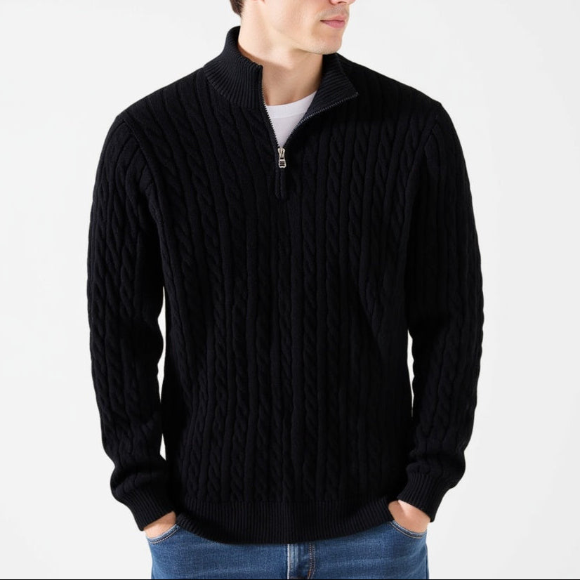 Nicola Set 5 Maglioni a Trecce con Mezza Zip primo piano