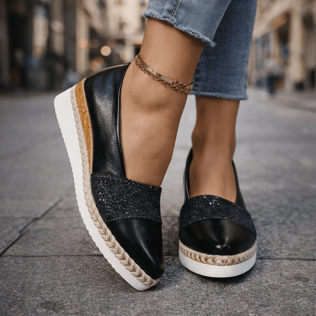 Sneaker con Zeppa e Glitter Rosalind