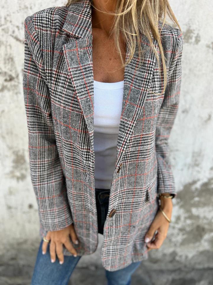 Alicja Giacca a Quadri Elegante Marrone