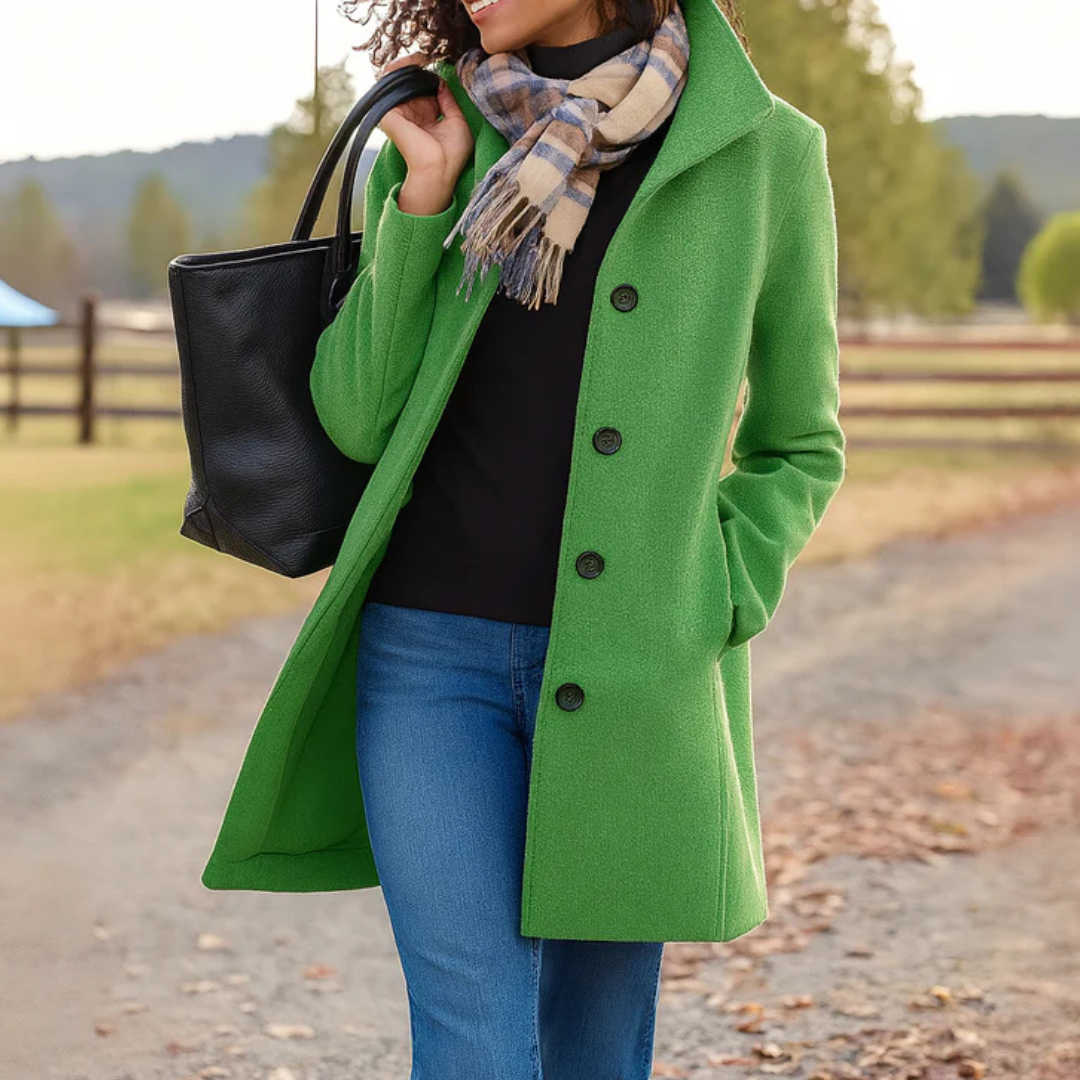 Bianca Cappotto Classico Mezza Stagione Verde