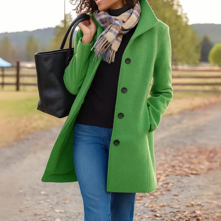 Bianca Cappotto Classico Mezza Stagione Verde