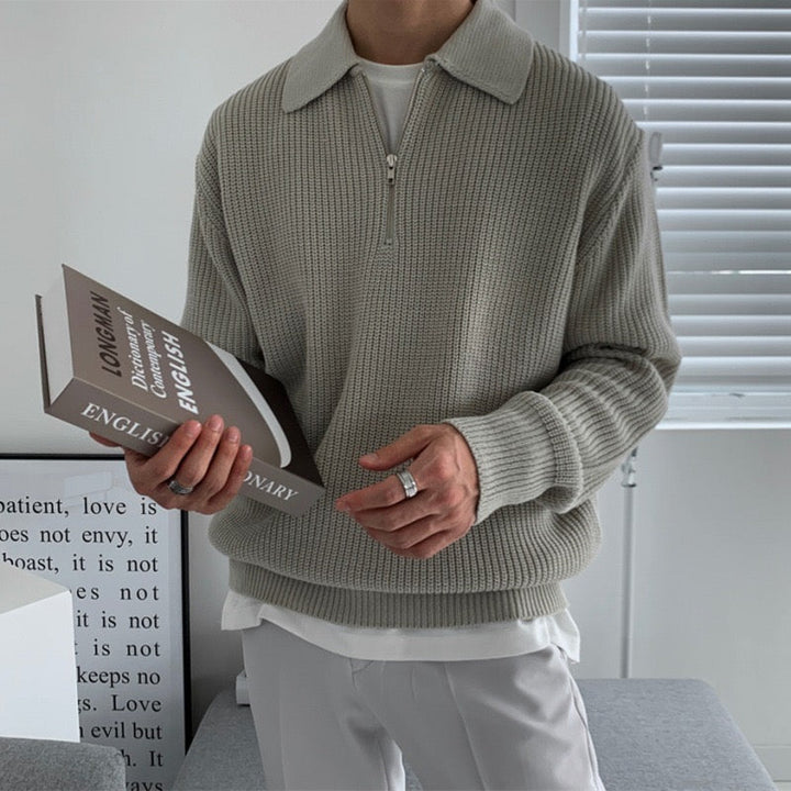 Maglione con Zip e Collo Alto