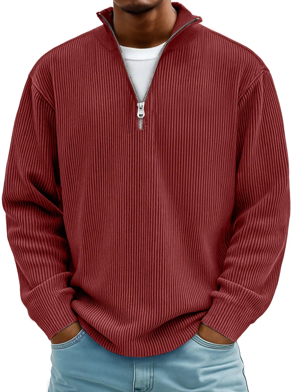 Simone Maglione Half-Zip Moderno Rosso