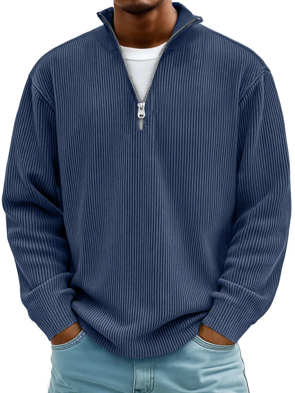 Simone Maglione Half-Zip Moderno Blu Navy