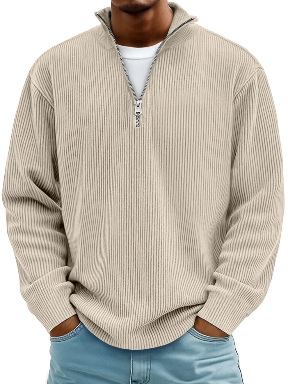Simone Maglione Half-Zip Moderno Caqui