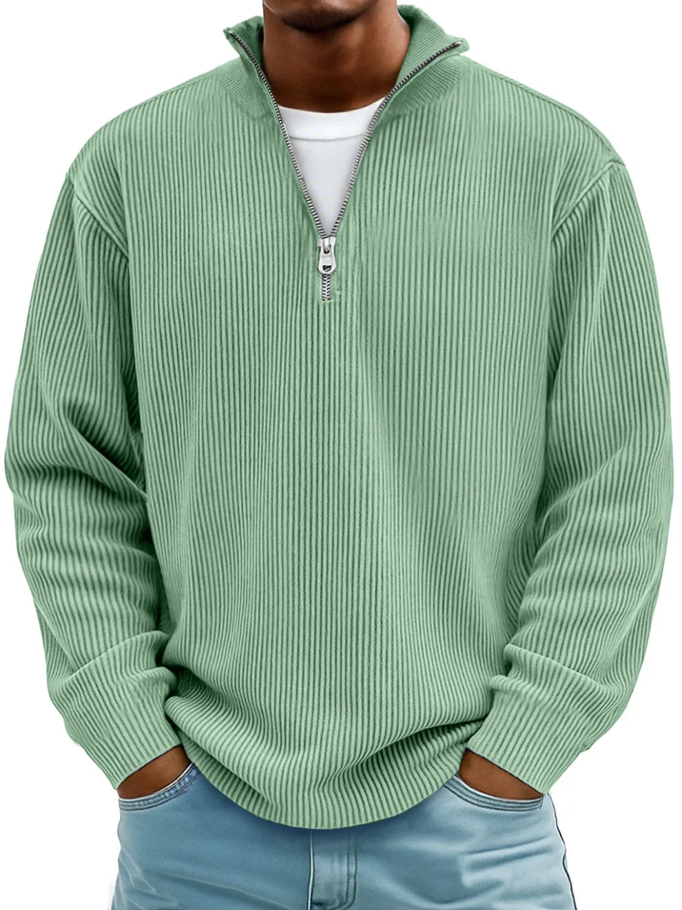 Simone Maglione Half-Zip Moderno Verde