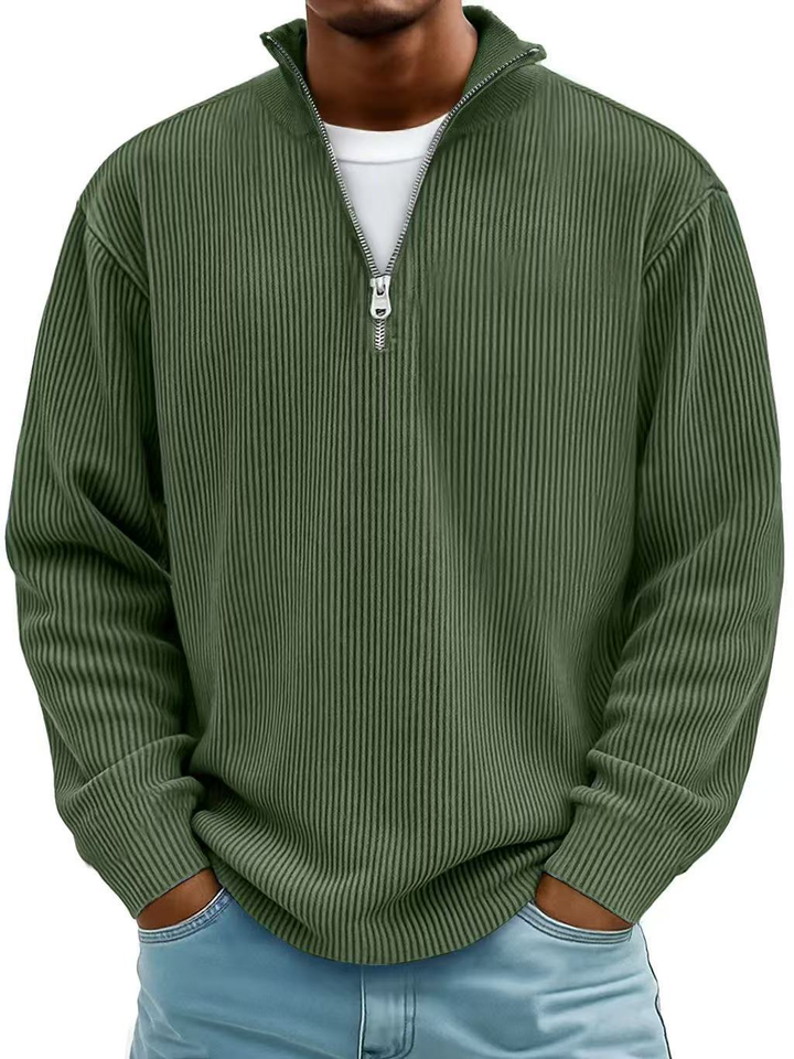Simone Maglione Half-Zip Moderno Verde Militare