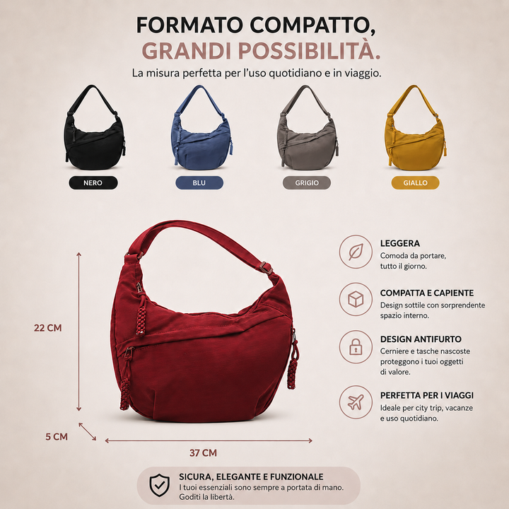 Borsa a Spalla in Nylon Nera