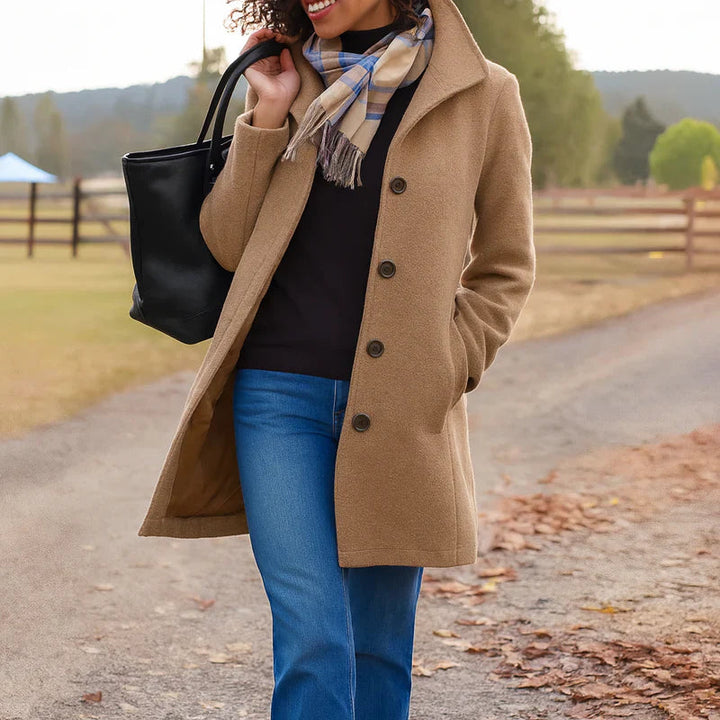 Bianca Cappotto Classico Mezza Stagione Khaki