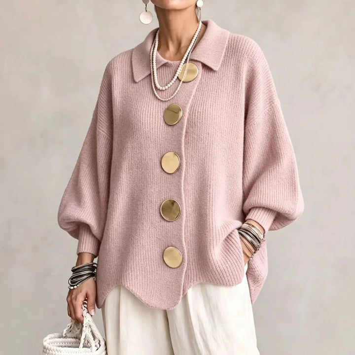 Isabella Cardigan Oversize con Colletto Rosa