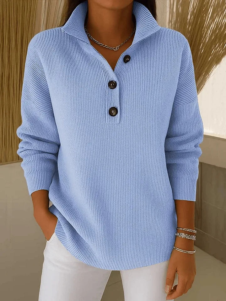 Ginevra Maglione Polo con Colletto Blu Cielo