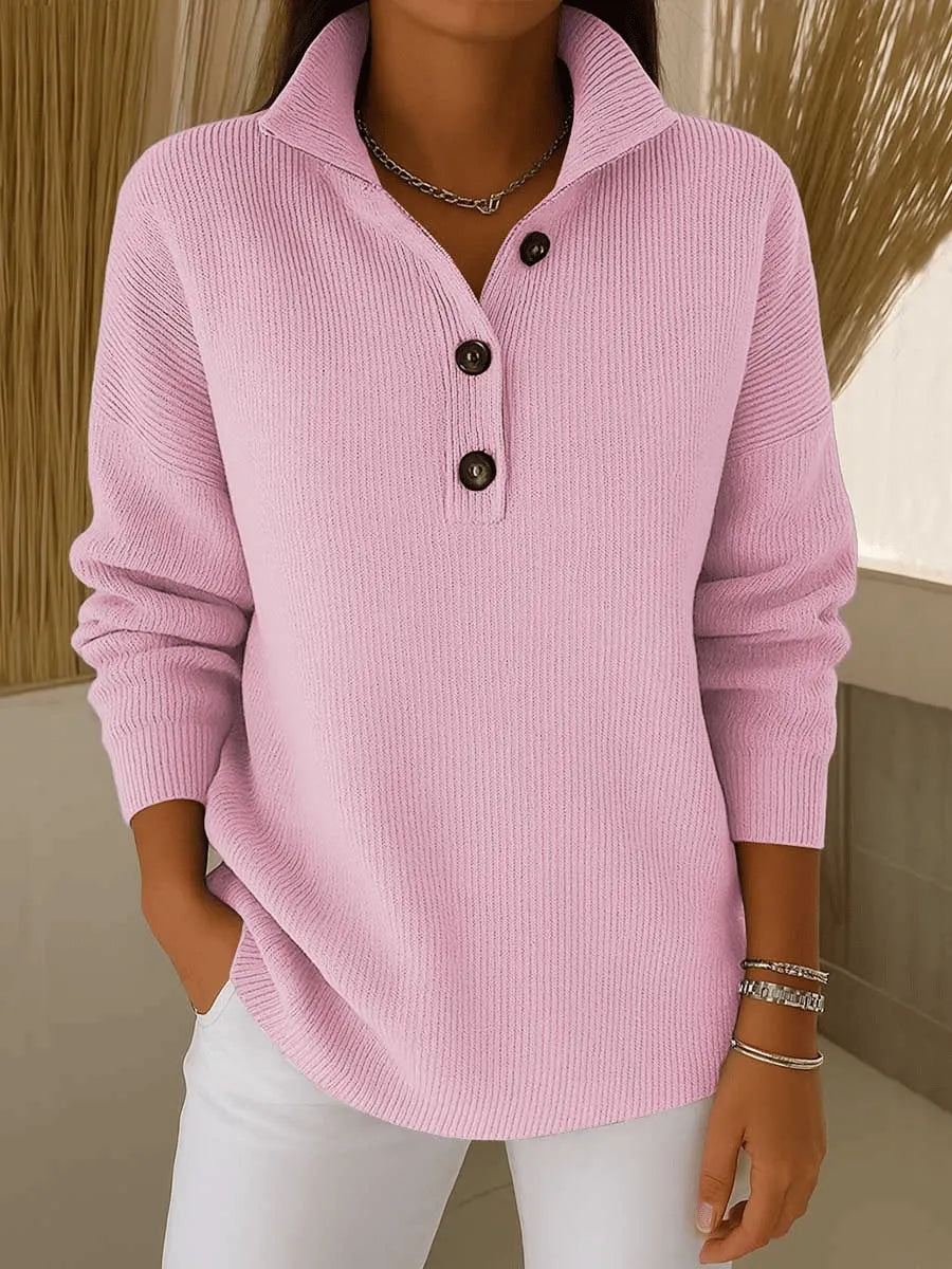 Ginevra Maglione Polo con Colletto Rosa Cipria