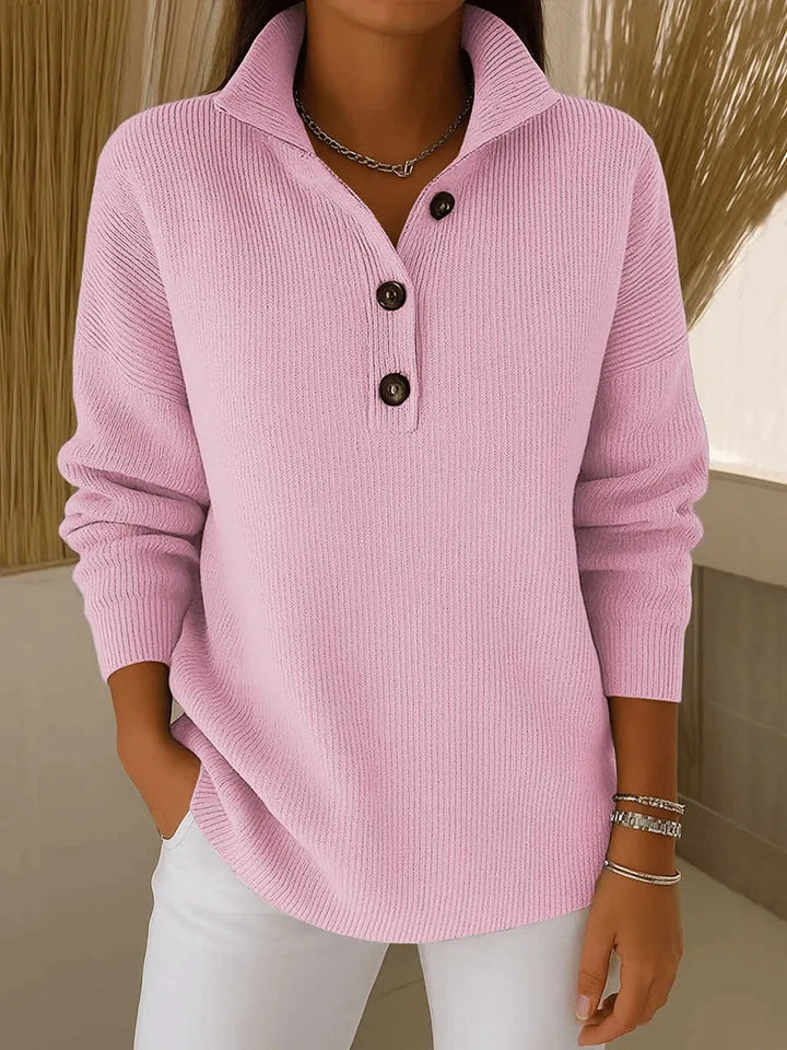 Ginevra Maglione Polo con Colletto Rosa Cipria