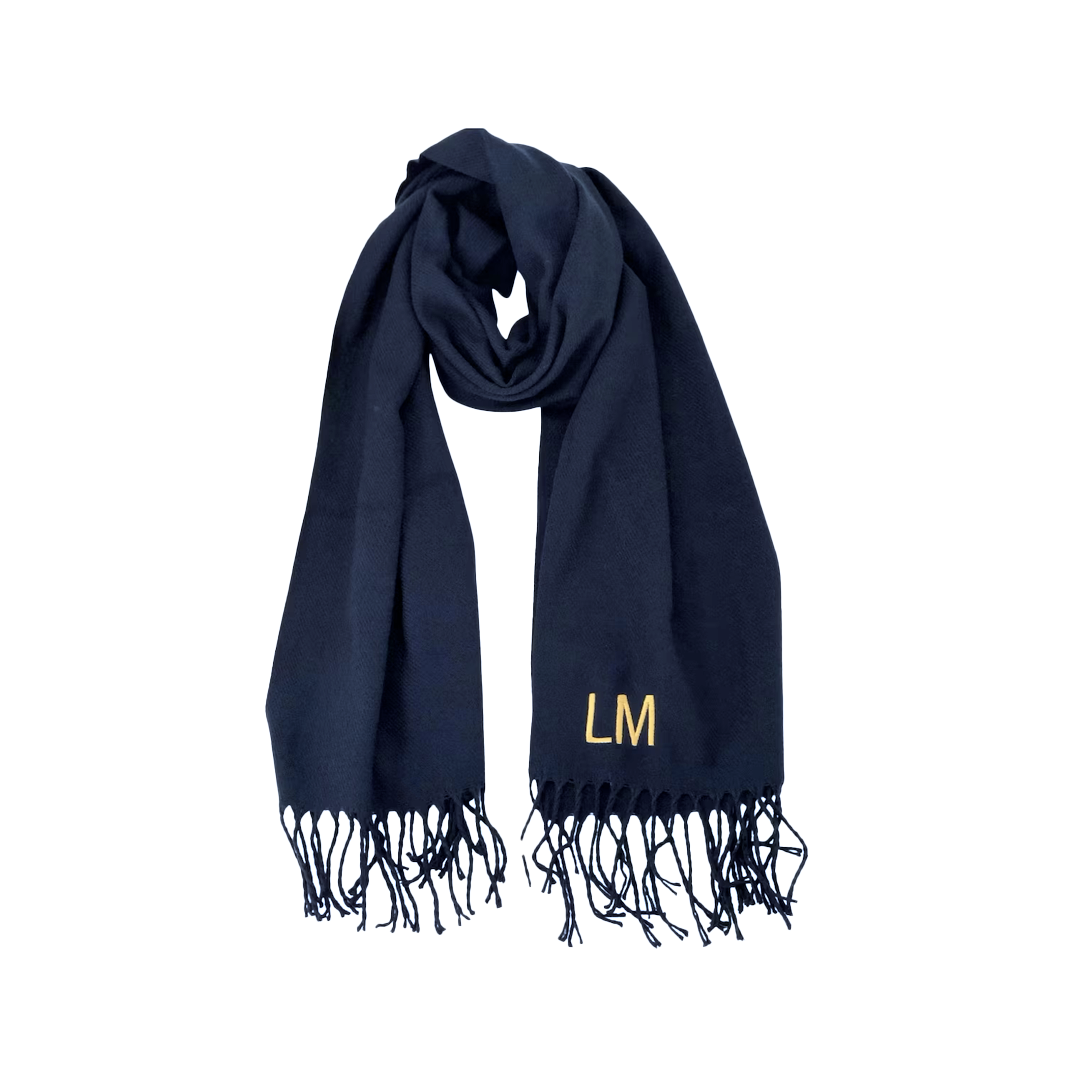 Sciarpa in Cashmere con Iniziali Ricamate