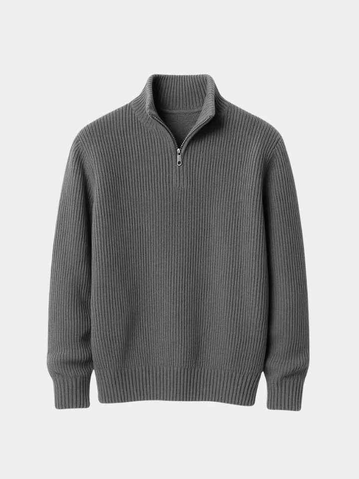 Edoardo Maglione Quarter-Zip in Misto Lana Grigio
