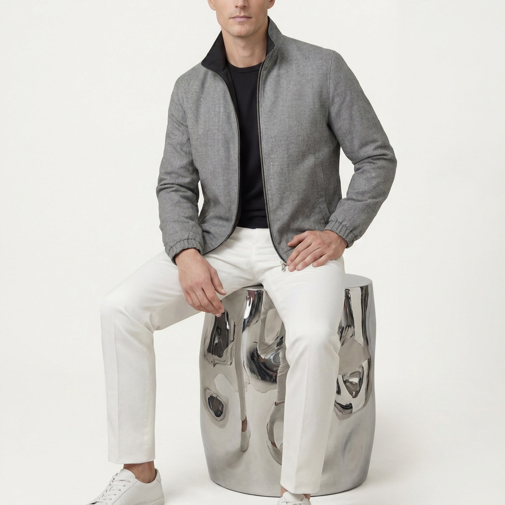 Giacca Reversibile Nera con Retro Grigio