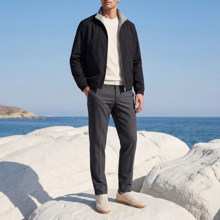 Giacca Reversibile Nera con Retro Grigio