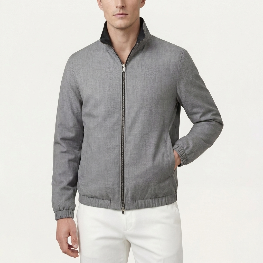 Giacca Reversibile Nera con Retro Grigio