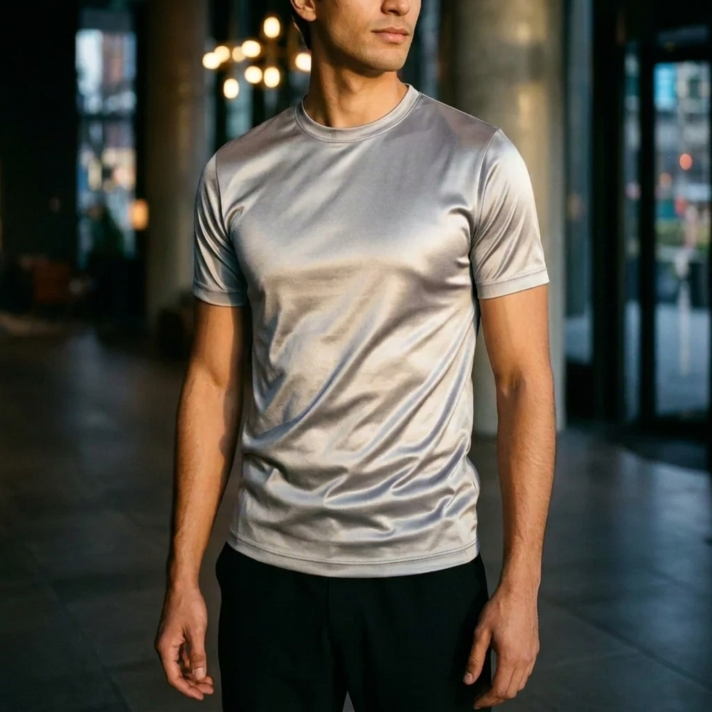 T-Shirt Alta Lucentezza Grigio Chiaro