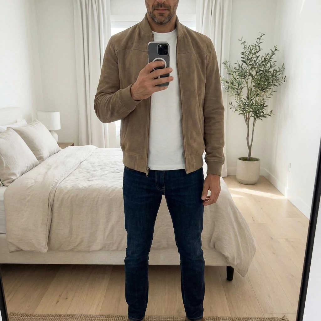 Bomber in Vera Pelle Scamosciata