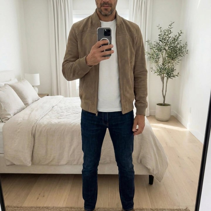 Bomber in Vera Pelle Scamosciata