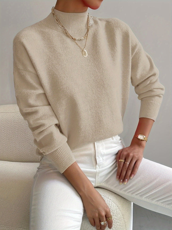 Maglione a Collo Alto in Maglia Fine
