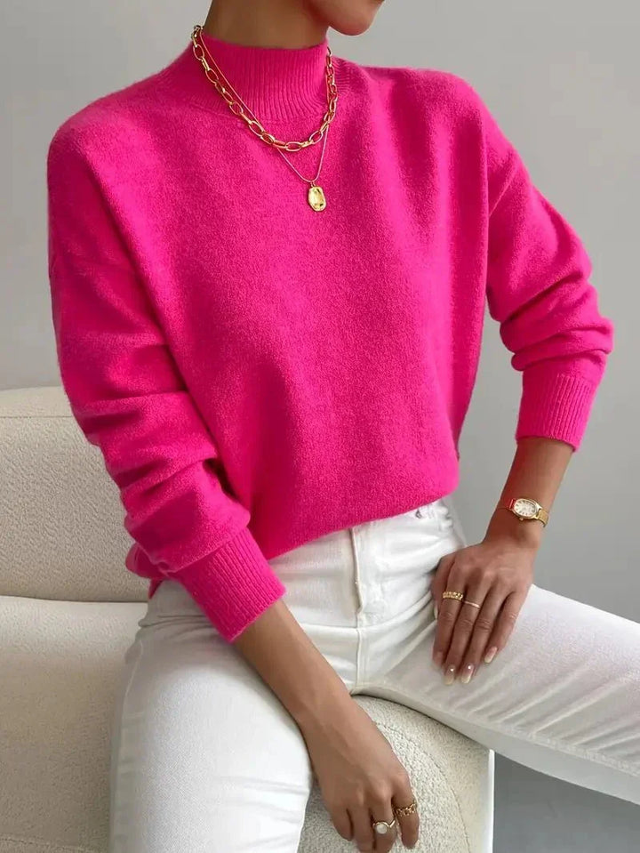 Maglione a Collo Alto in Maglia Fine