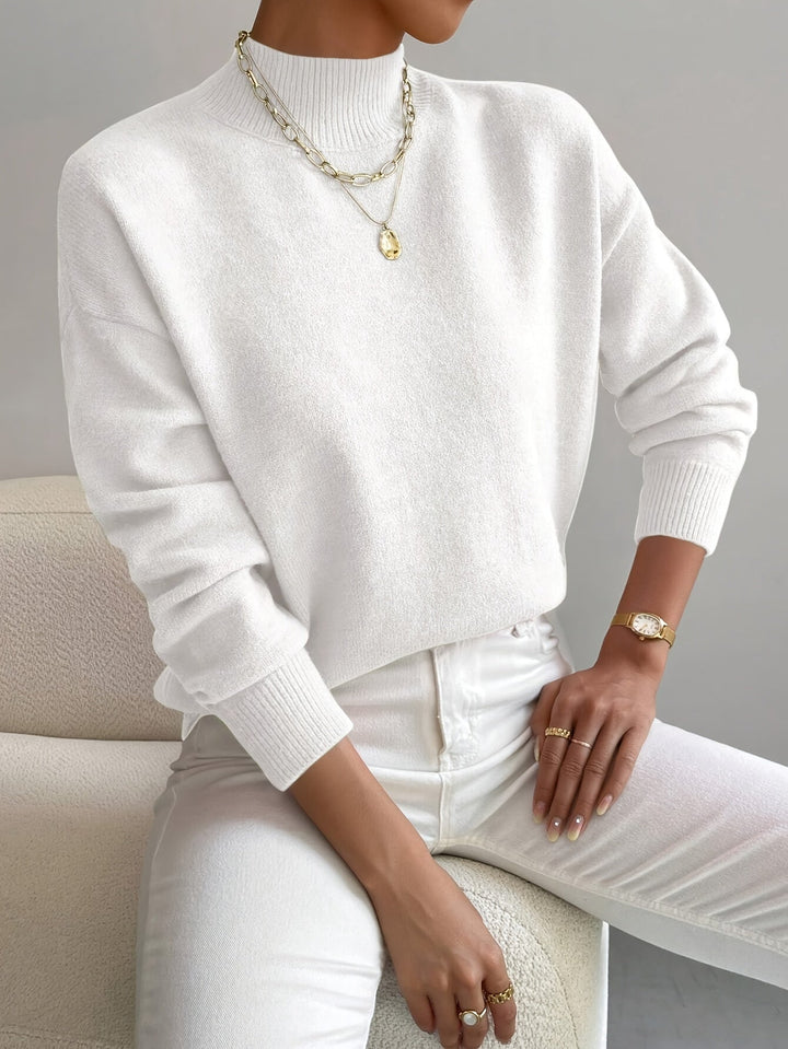 Maglione a Collo Alto in Maglia Fine