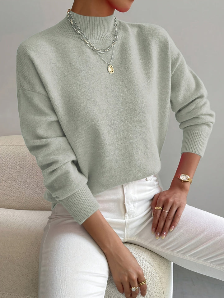 Maglione a Collo Alto in Maglia Fine